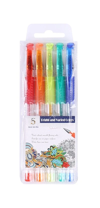 Bolígrafos de gel con purpurina para colorear.